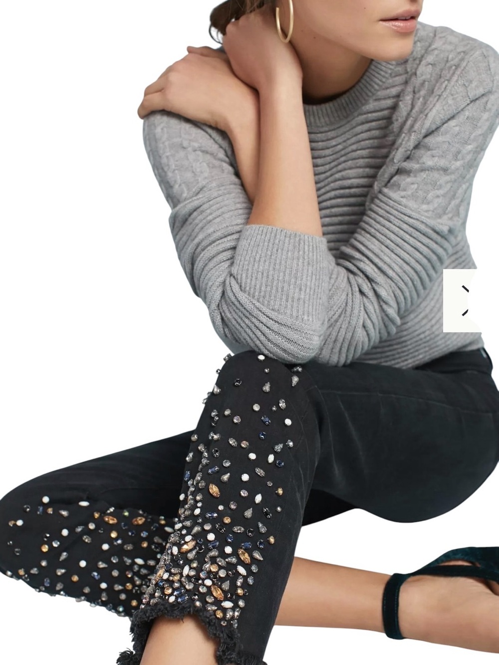 Pilcro and Letterpress size 27 black rhinestone embellished jeans